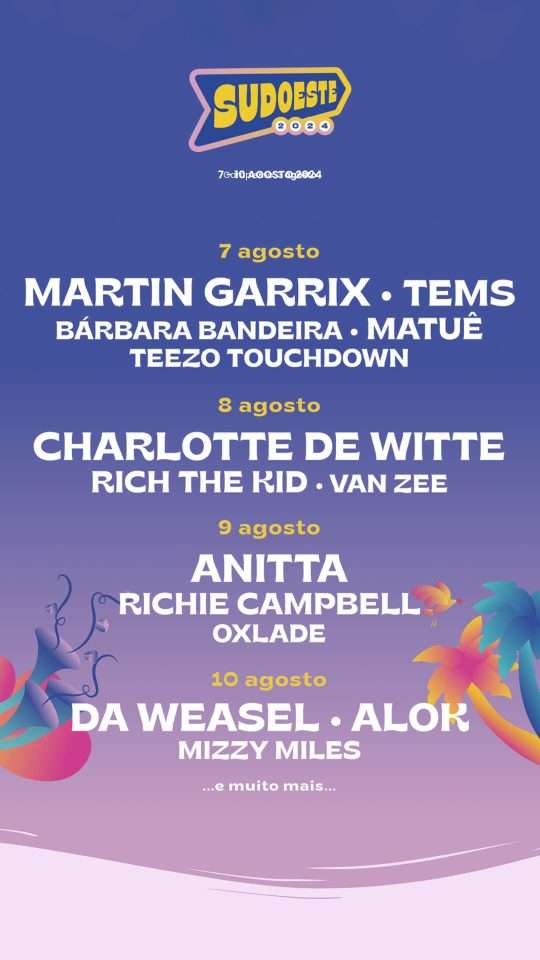 Da Weasel, Mizzy Miles, Cíntia, Kappa Jotta e Gama no Festival Sudoeste 2024 Da Weasel, Mizzy Miles, Cíntia, Kappa Jotta e Gama no Festival Sudoeste 2024